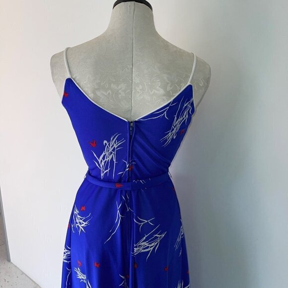 Jack Hartley Inc. Miami Vintage 70s Womens A-Line Dress Size XS Blue Midi Belted - Picture 9 of 13